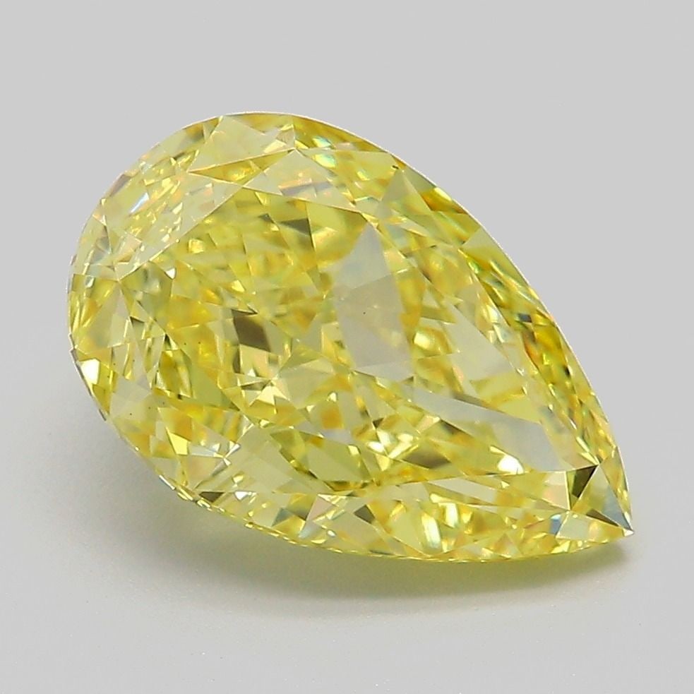 Loose Diamond - PEAR 4.02ct Fancy Vivid Yellow VS1: Loose Diamond - PEAR 4.02ct Fancy Vivid Yellow VS1 Source: This is a real non-mined Diamond that has been grown in a lab Shape: PEAR Carats: 4.02 Color: Fancy Vivid Yellow Certification: IGI Additiona