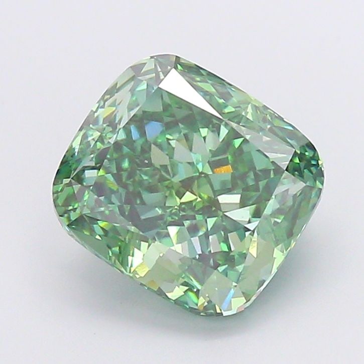 Loose Diamond - CUSHION MODIFIED 6.03ct Fancy Vivid Green VS1: Loose Diamond - CUSHION MODIFIED 6.03ct Fancy Vivid Green VS1 Source: This is a real non-mined Diamond that has been grown in a lab Shape: CUSHION MODIFIED Carats: 6.03 Color: Fancy Vivid Green Certif