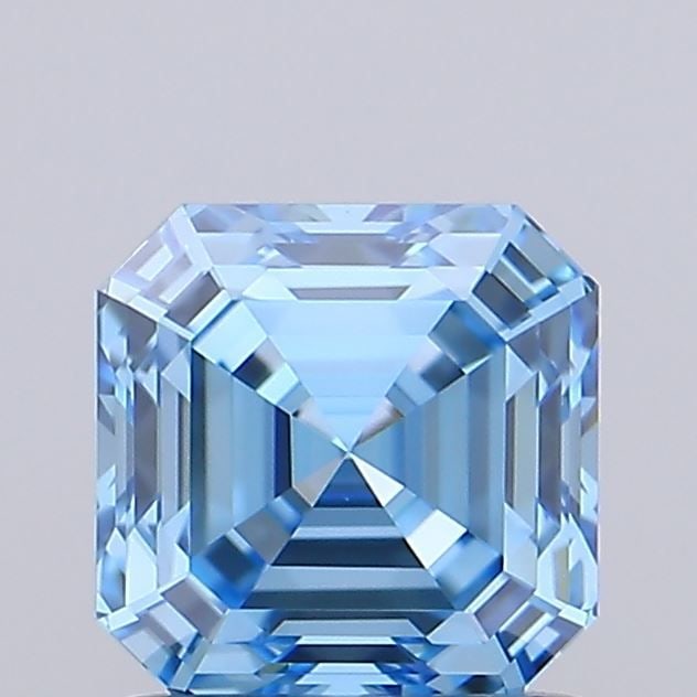 Loose Diamond - ASSCHER 1.05ct Fancy Vivid Blue IF: Loose Diamond - ASSCHER 1.05ct Fancy Vivid Blue IF Source: This is a real non-mined Diamond that has been grown in a lab Shape: ASSCHER Carats: 1.05 Color: Fancy Vivid Blue Certification: IGI Video: