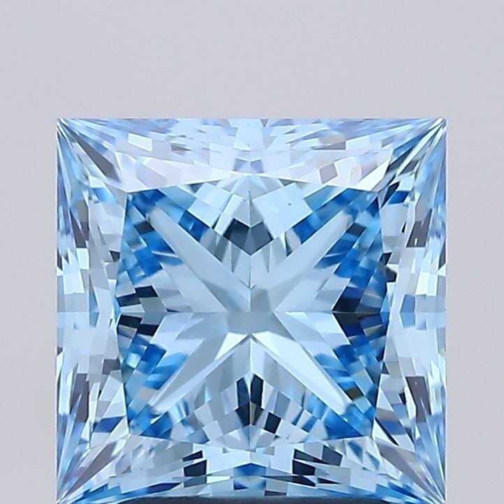 Loose Diamond - PRINCESS 2.5ct Fancy Vivid Blue VS1: Loose Diamond - PRINCESS 2.5ct Fancy Vivid Blue VS1 Source: This is a real non-mined Diamond that has been grown in a lab Shape: PRINCESS Carats: 2.5 Color: Fancy Vivid Blue Certification: IGI Video: