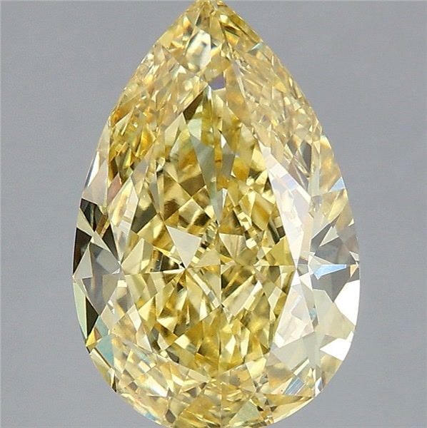 Loose Diamond - PEAR 3.59ct Fancy Vivid Yellow VS1: Loose Diamond - PEAR 3.59ct Fancy Vivid Yellow VS1 Source: This is a real non-mined Diamond that has been grown in a lab Shape: PEAR Carats: 3.59 Color: Fancy Vivid Yellow Certification: IGI Video: