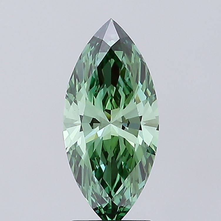 Loose Diamond - MARQUISE 2.1ct Fancy Vivid Green VVS2: Loose Diamond - MARQUISE 2.1ct Fancy Vivid Green VVS2 Source: This is a real non-mined Diamond that has been grown in a lab Shape: MARQUISE Carats: 2.1 Color: Fancy Vivid Green Certification: IGI Vide