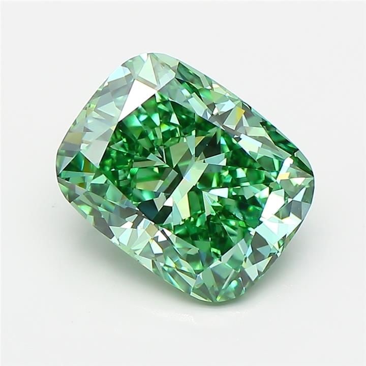 Loose Diamond - CUSHION MODIFIED 3.05ct Fancy Vivid Green VS1: Loose Diamond - CUSHION MODIFIED 3.05ct Fancy Vivid Green VS1 Source: This is a real non-mined Diamond that has been grown in a lab Shape: CUSHION MODIFIED Carats: 3.05 Color: Fancy Vivid Green Certif