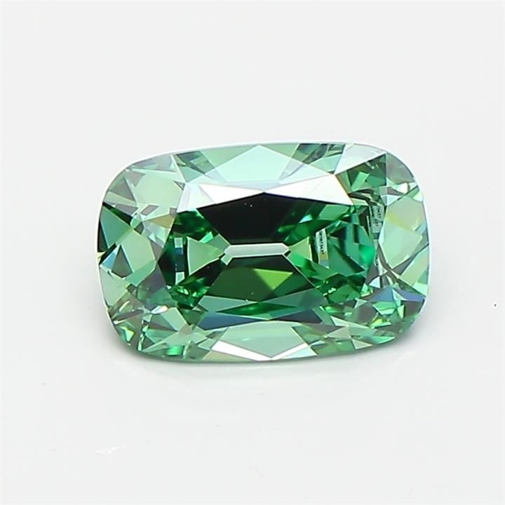 Loose Diamond - CUSHION 1.01ct Fancy Vivid Green VVS2: Loose Diamond - CUSHION 1.01ct Fancy Vivid Green VVS2 Source: This is a real non-mined Diamond that has been grown in a lab Shape: CUSHION Carats: 1.01 Color: Fancy Vivid Green Certification: IGI