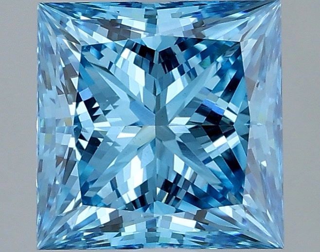 Loose Diamond - PRINCESS 2.54ct Fancy Vivid Blue VS1: Loose Diamond - PRINCESS 2.54ct Fancy Vivid Blue VS1 Source: This is a real non-mined Diamond that has been grown in a lab Shape: PRINCESS Carats: 2.54 Color: Fancy Vivid Blue Certification: IGI Video