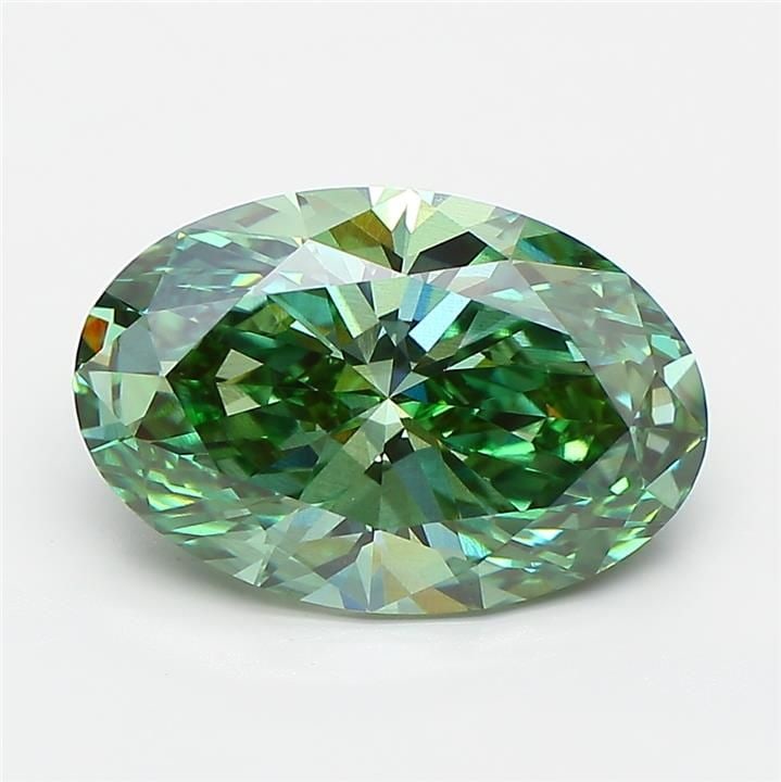 Loose Diamond - OVAL 4.07ct Fancy Vivid Green SI1: Loose Diamond - OVAL 4.07ct Fancy Vivid Green SI1 Source: This is a real non-mined Diamond that has been grown in a lab Shape: OVAL Carats: 4.07 Color: Fancy Vivid Green Certification: IGI Video: