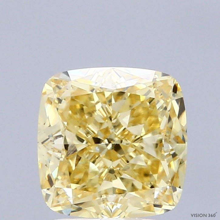 Loose Diamond - CUSHION MODIFIED 2.51ct Fancy Intense Yellow VS1: Loose Diamond - CUSHION MODIFIED 2.51ct Fancy Intense Yellow VS1 Source: This is a real non-mined Diamond that has been grown in a lab Shape: CUSHION MODIFIED Carats: 2.51 Color: Fancy Intense Yellow 