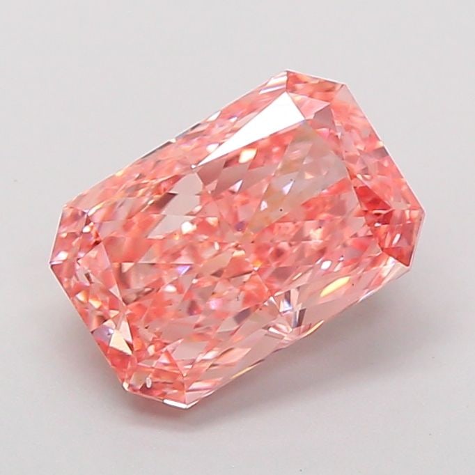 Loose Diamond - RADIANT 2.58ct Fancy Vivid Orangey Pink VS2: Loose Diamond - RADIANT 2.58ct Fancy Vivid Orangey Pink VS2 Source: This is a real non-mined Diamond that has been grown in a lab Shape: RADIANT Carats: 2.58 Color: Fancy Vivid Orangey Pink Certificat