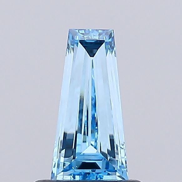 Loose Diamond - TAPERED BAGUETTE 0.67ct Fancy Vivid Blue VS2: Loose Diamond - TAPERED BAGUETTE 0.67ct Fancy Vivid Blue VS2 Source: This is a real non-mined Diamond that has been grown in a lab Shape: TAPERED BAGUETTE Carats: 0.67 Color: Fancy Vivid Blue Certific