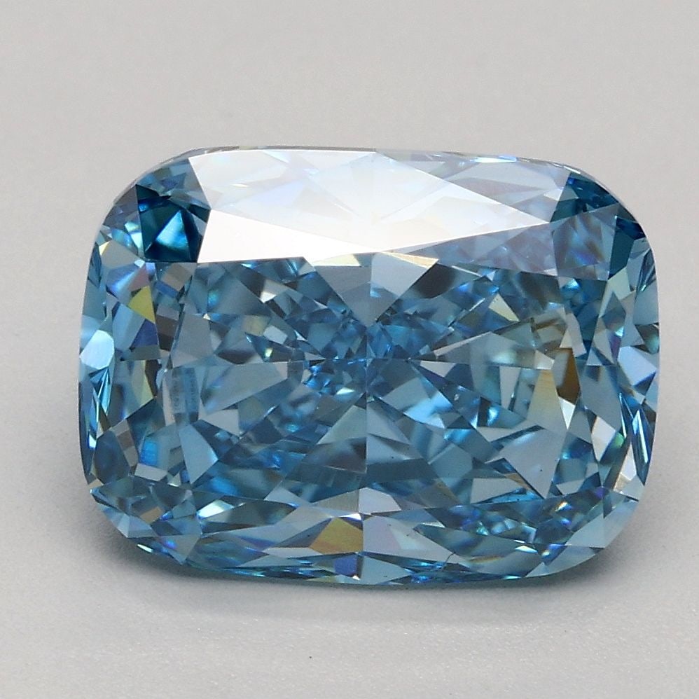 Loose Diamond - CUSHION MODIFIED 3.1ct Fancy Vivid Blue VS1: Loose Diamond - CUSHION MODIFIED 3.1ct Fancy Vivid Blue VS1 Source: This is a real non-mined Diamond that has been grown in a lab Shape: CUSHION MODIFIED Carats: 3.1 Color: Fancy Vivid Blue Certificat