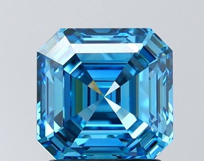 Loose Diamond - ASSCHER 2.06ct Fancy Vivid Blue VVS2: Loose Diamond - ASSCHER 2.06ct Fancy Vivid Blue VVS2 Source: This is a real non-mined Diamond that has been grown in a lab Shape: ASSCHER Carats: 2.06 Color: Fancy Vivid Blue Certification: IGI Video: