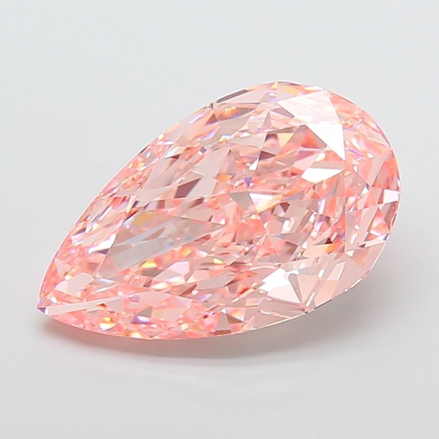 Loose Diamond - PEAR 15.09ct Fancy Vivid Pink VVS2: Loose Diamond - PEAR 15.09ct Fancy Vivid Pink VVS2 Source: This is a real non-mined Diamond that has been grown in a lab Shape: PEAR Carats: 15.09 Color: Fancy Vivid Pink Certification: IGI Video: