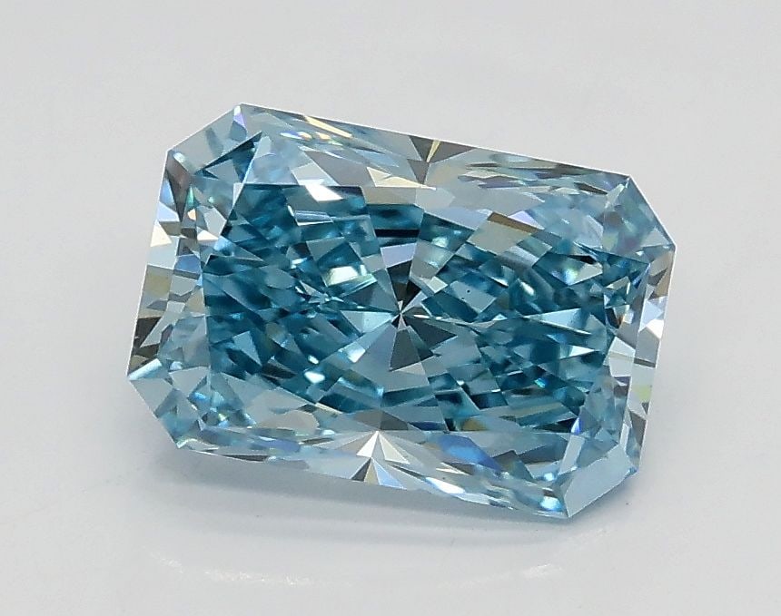 Loose Diamond - RADIANT 1.32ct Fancy Intense Greenish Blue VS1: Loose Diamond - RADIANT 1.32ct Fancy Intense Greenish Blue VS1 Source: This is a real non-mined Diamond that has been grown in a lab Shape: RADIANT Carats: 1.32 Color: Fancy Intense Greenish Blue Cert