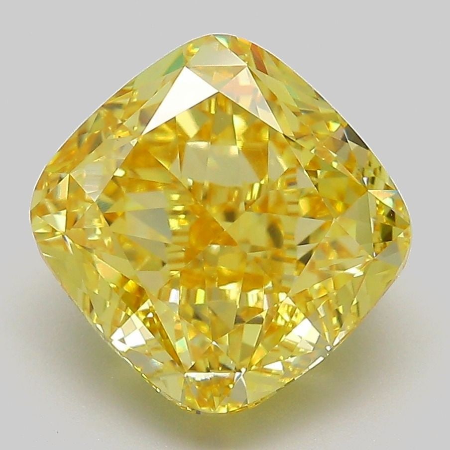 Loose Diamond - CUSHION MODIFIED 5.04ct Fancy Vivid Yellow VS1: Loose Diamond - CUSHION MODIFIED 5.04ct Fancy Vivid Yellow VS1 Source: This is a real non-mined Diamond that has been grown in a lab Shape: CUSHION MODIFIED Carats: 5.04 Color: Fancy Vivid Yellow Cert