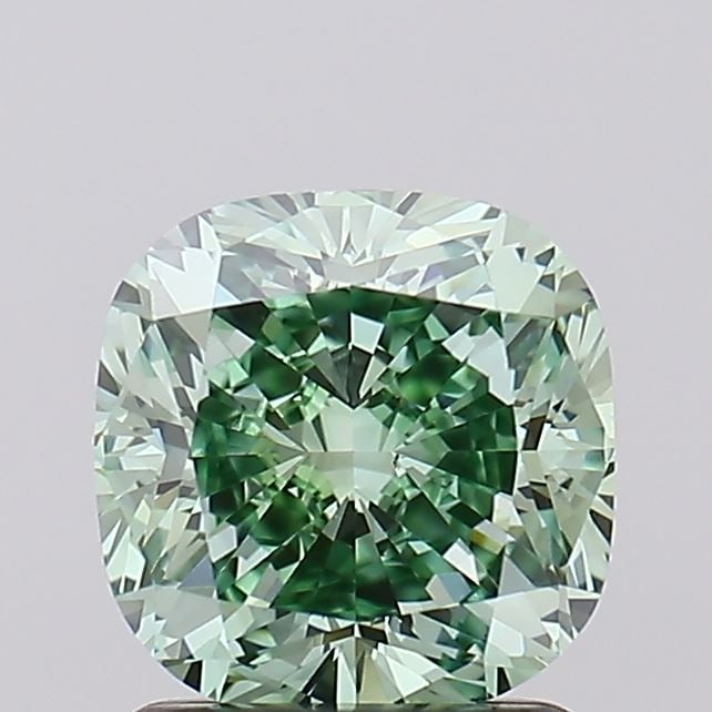 Loose Diamond - CUSHION MODIFIED 1.73ct Fancy Vivid Green VS1: Loose Diamond - CUSHION MODIFIED 1.73ct Fancy Vivid Green VS1 Source: This is a real non-mined Diamond that has been grown in a lab Shape: CUSHION MODIFIED Carats: 1.73 Color: Fancy Vivid Green Certif