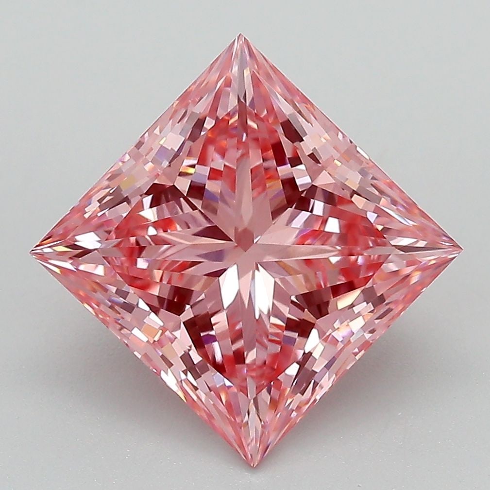 Loose Diamond - PRINCESS 4.24ct Fancy Vivid Pink VVS2: Loose Diamond - PRINCESS 4.24ct Fancy Vivid Pink VVS2 Source: This is a real non-mined Diamond that has been grown in a lab Shape: PRINCESS Carats: 4.24 Color: Fancy Vivid Pink Certification: IGI Vide