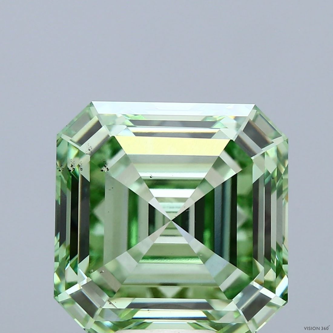 Loose Diamond - ASSCHER 10.18ct Fancy Vivid Green VS2: Loose Diamond - ASSCHER 10.18ct Fancy Vivid Green VS2 Source: This is a real non-mined Diamond that has been grown in a lab Shape: ASSCHER Carats: 10.18 Color: Fancy Vivid Green Certification: IGI Vid