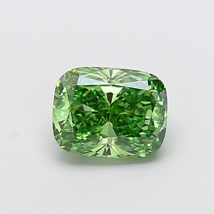 Loose Diamond - CUSHION MODIFIED 2.01ct Fancy Vivid Green VVS2: Loose Diamond - CUSHION MODIFIED 2.01ct Fancy Vivid Green VVS2 Source: This is a real non-mined Diamond that has been grown in a lab Shape: CUSHION MODIFIED Carats: 2.01 Color: Fancy Vivid Green Certi