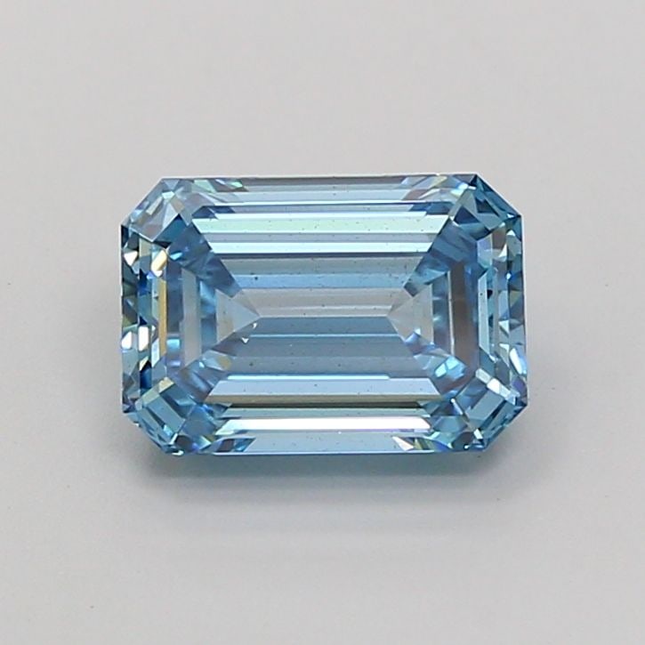Loose Diamond - EMERALD 1.84ct Fancy Vivid Blue VS2: Loose Diamond - EMERALD 1.84ct Fancy Vivid Blue VS2 Source: This is a real non-mined Diamond that has been grown in a lab Shape: EMERALD Carats: 1.84 Color: Fancy Vivid Blue Certification: IGI Video: