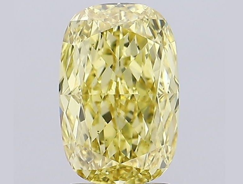 Loose Diamond - CUSHION MODIFIED 2.18ct Fancy Intense Yellow VS1: Loose Diamond - CUSHION MODIFIED 2.18ct Fancy Intense Yellow VS1 Source: This is a real non-mined Diamond that has been grown in a lab Shape: CUSHION MODIFIED Carats: 2.18 Color: Fancy Intense Yellow 