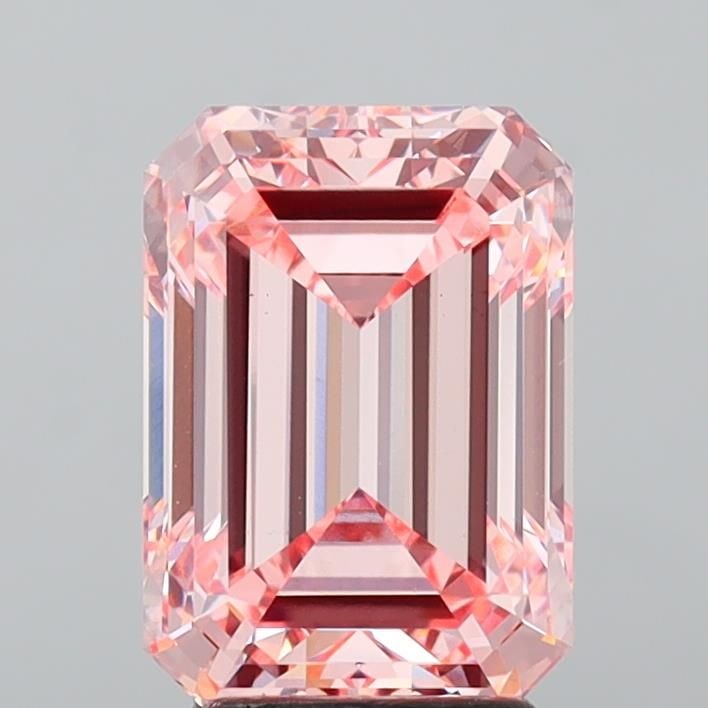 Loose Diamond - EMERALD 4.02ct Fancy Vivid Pink VS1: Loose Diamond - EMERALD 4.02ct Fancy Vivid Pink VS1 Source: This is a real non-mined Diamond that has been grown in a lab Shape: EMERALD Carats: 4.02 Color: Fancy Vivid Pink Certification: IGI Video: