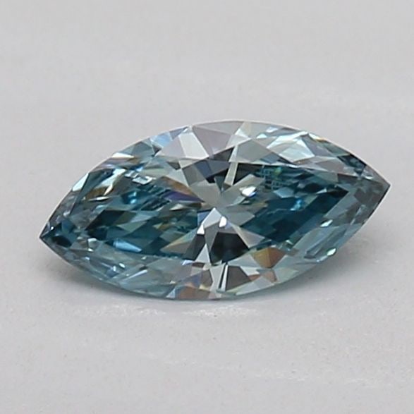 Loose Diamond - MARQUISE 0.22ct Fancy Vivid Greenish Blue VS1: Loose Diamond - MARQUISE 0.22ct Fancy Vivid Greenish Blue VS1 Source: This is a real non-mined Diamond that has been grown in a lab Shape: MARQUISE Carats: 0.22 Color: Fancy Vivid Greenish Blue Certif