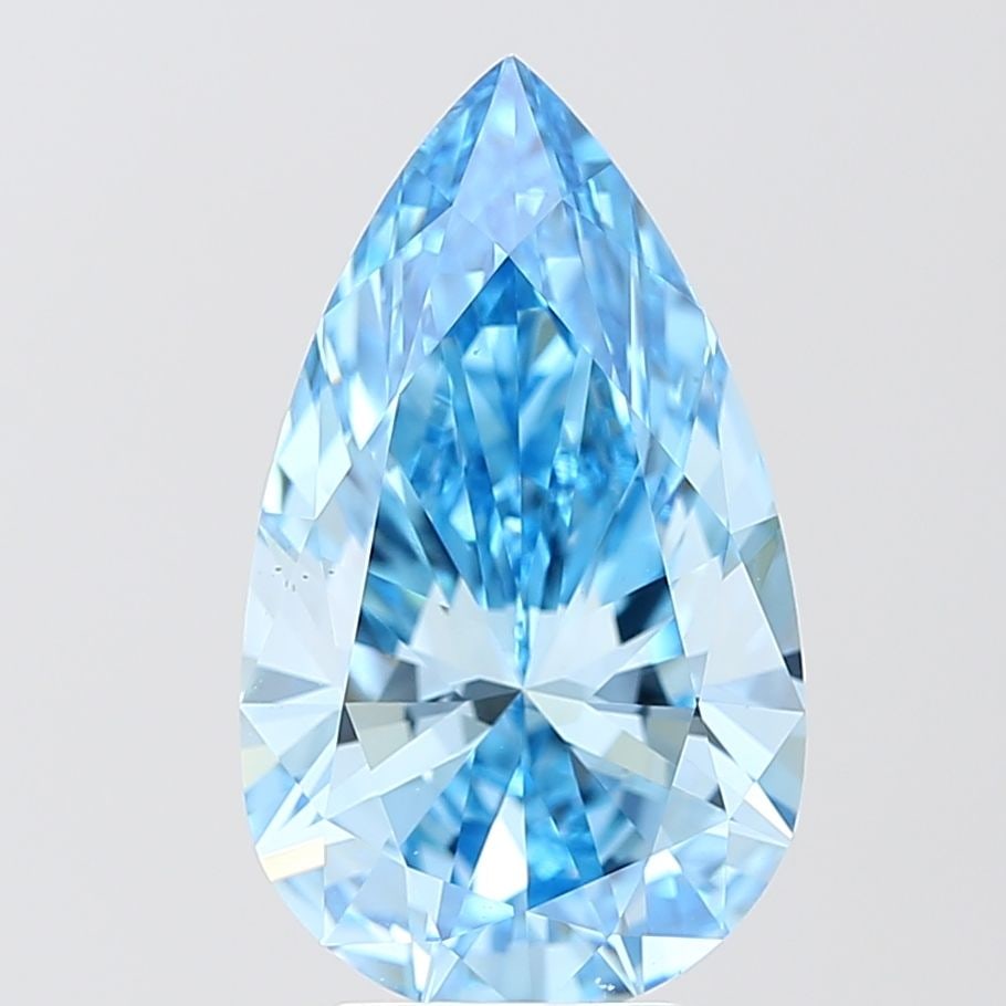 Loose Diamond - PEAR 4.54ct Fancy Vivid Blue VS1: Loose Diamond - PEAR 4.54ct Fancy Vivid Blue VS1 Source: This is a real non-mined Diamond that has been grown in a lab Shape: PEAR Carats: 4.54 Color: Fancy Vivid Blue Certification: IGI Video: