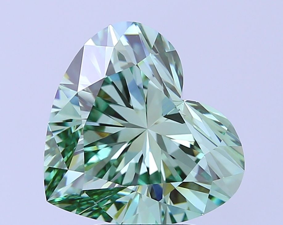 Loose Diamond - HEART 5.59ct Fancy Vivid Green VVS2: Loose Diamond - HEART 5.59ct Fancy Vivid Green VVS2 Source: This is a real non-mined Diamond that has been grown in a lab Shape: HEART Carats: 5.59 Color: Fancy Vivid Green Certification: IGI Video: