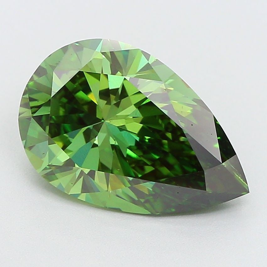 Loose Diamond - PEAR 3.98ct Fancy Vivid Green VS2: Loose Diamond - PEAR 3.98ct Fancy Vivid Green VS2 Source: This is a real non-mined Diamond that has been grown in a lab Shape: PEAR Carats: 3.98 Color: Fancy Vivid Green Certification: IGI Video: