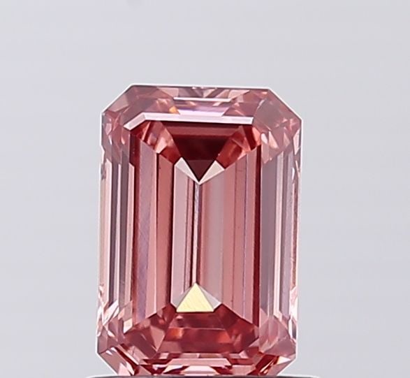 Loose Diamond - EMERALD 1.06ct Fancy Vivid Brownish Pink VS1: Loose Diamond - EMERALD 1.06ct Fancy Vivid Brownish Pink VS1 Source: This is a real non-mined Diamond that has been grown in a lab Shape: EMERALD Carats: 1.06 Color: Fancy Vivid Brownish Pink Certific