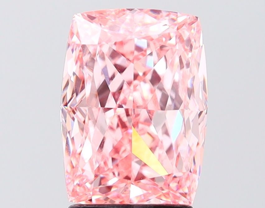 Loose Diamond - CUSHION MODIFIED 3.1ct Fancy Vivid Pink VS1: Loose Diamond - CUSHION MODIFIED 3.1ct Fancy Vivid Pink VS1 Source: This is a real non-mined Diamond that has been grown in a lab Shape: CUSHION MODIFIED Carats: 3.1 Color: Fancy Vivid Pink Certificat