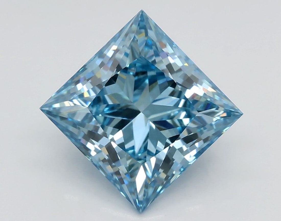 Loose Diamond - PRINCESS 3.02ct Fancy Vivid Blue VS2: Loose Diamond - PRINCESS 3.02ct Fancy Vivid Blue VS2 Source: This is a real non-mined Diamond that has been grown in a lab Shape: PRINCESS Carats: 3.02 Color: Fancy Vivid Blue Certification: IGI Video