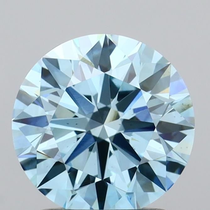 Ideal Loose Diamond - ROUND 1.54ct Fancy Vivid Blue VS2: Ideal Loose Diamond - ROUND 1.54ct Fancy Vivid Blue VS2 Source: This is a real non-mined Diamond that has been grown in a lab Shape: ROUND Carats: 1.54 Color: Fancy Vivid Blue Certification: IGI Video