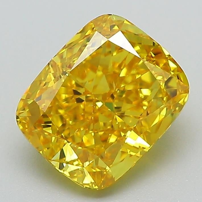 Loose Diamond - CUSHION MODIFIED 2.13ct Fancy Vivid Yellow VS2: Loose Diamond - CUSHION MODIFIED 2.13ct Fancy Vivid Yellow VS2 Source: This is a real non-mined Diamond that has been grown in a lab Shape: CUSHION MODIFIED Carats: 2.13 Color: Fancy Vivid Yellow Cert