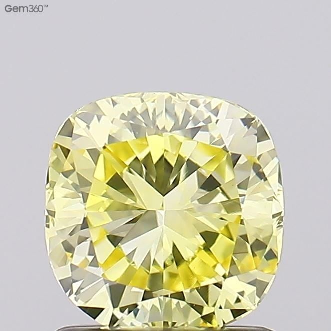 Loose Diamond - CUSHION MODIFIED 1.06ct Fancy Intense Yellow VS1: Loose Diamond - CUSHION MODIFIED 1.06ct Fancy Intense Yellow VS1 Source: This is a real non-mined Diamond that has been grown in a lab Shape: CUSHION MODIFIED Carats: 1.06 Color: Fancy Intense Yellow 