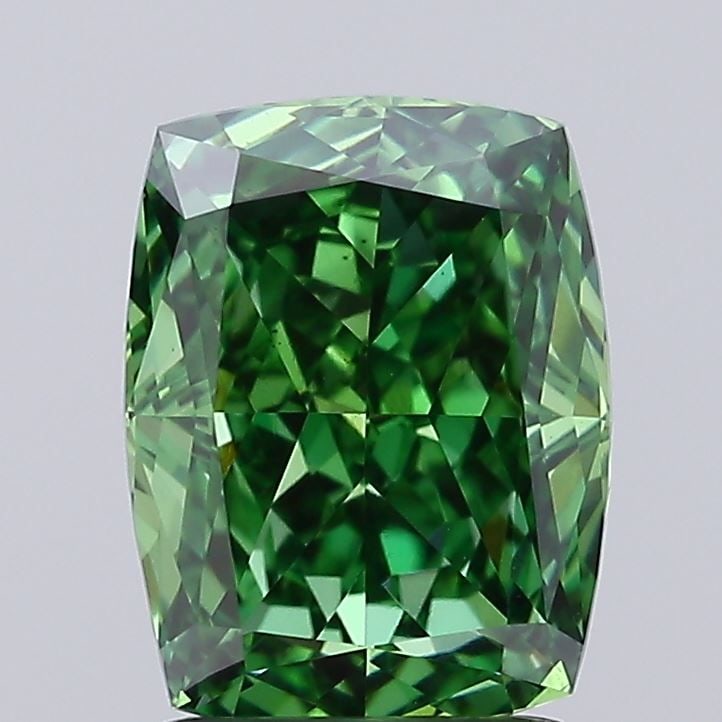 Loose Diamond - CUSHION MODIFIED 1.82ct Fancy Vivid Green VS1: Loose Diamond - CUSHION MODIFIED 1.82ct Fancy Vivid Green VS1 Source: This is a real non-mined Diamond that has been grown in a lab Shape: CUSHION MODIFIED Carats: 1.82 Color: Fancy Vivid Green Certif