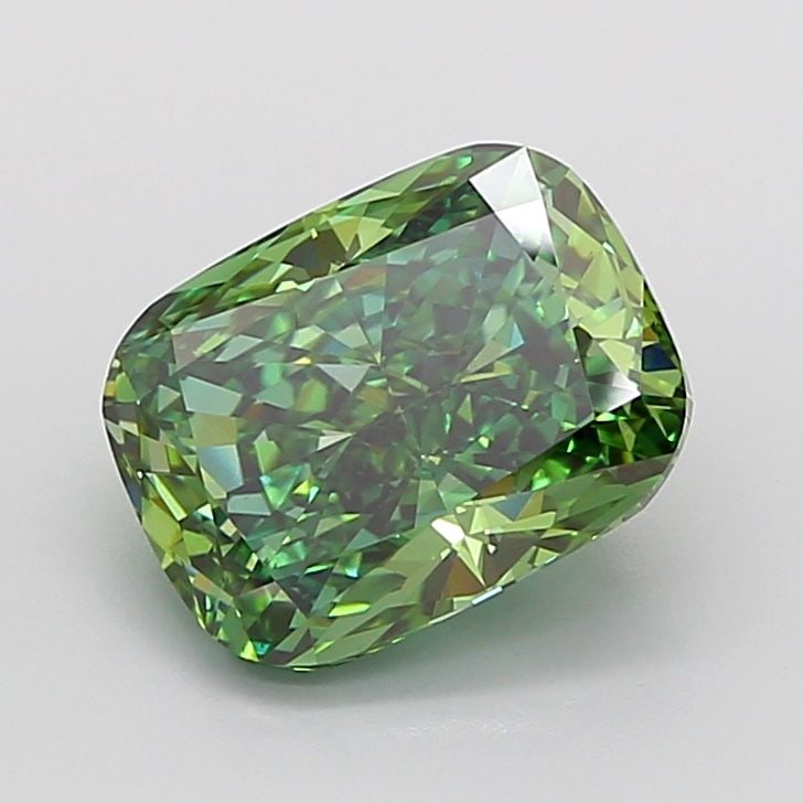 Loose Diamond - CUSHION BRILLIANT 5.65ct Fancy Vivid Green VS1: Loose Diamond - CUSHION BRILLIANT 5.65ct Fancy Vivid Green VS1 Source: This is a real non-mined Diamond that has been grown in a lab Shape: CUSHION BRILLIANT Carats: 5.65 Color: Fancy Vivid Green Cert
