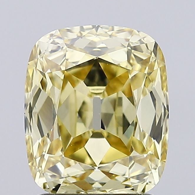 Loose Diamond - CUSHION 2.01ct Fancy Light Yellow VVS2: Loose Diamond - CUSHION 2.01ct Fancy Light Yellow VVS2 Source: This is a real non-mined Diamond that has been grown in a lab Shape: CUSHION Carats: 2.01 Color: Fancy Light Yellow Certification: IGI Vi