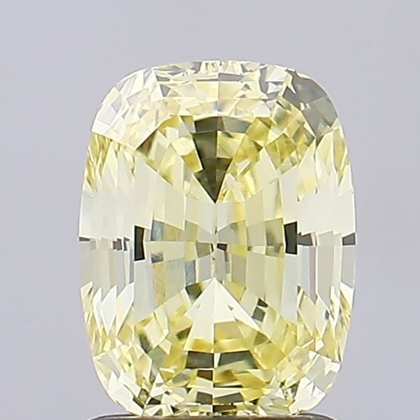 Loose Diamond - CUSHION 1.66ct Fancy Yellow VVS2: Loose Diamond - CUSHION 1.66ct Fancy Yellow VVS2 Source: This is a real non-mined Diamond that has been grown in a lab Shape: CUSHION Carats: 1.66 Color: Fancy Yellow Certification: IGI Video: