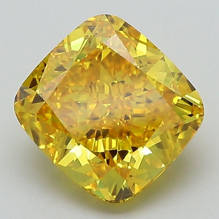 Loose Diamond - CUSHION BRILLIANT 2.9ct Fancy Vivid Yellow VS1: Loose Diamond - CUSHION BRILLIANT 2.9ct Fancy Vivid Yellow VS1 Source: This is a real non-mined Diamond that has been grown in a lab Shape: CUSHION BRILLIANT Carats: 2.9 Color: Fancy Vivid Yellow Cert