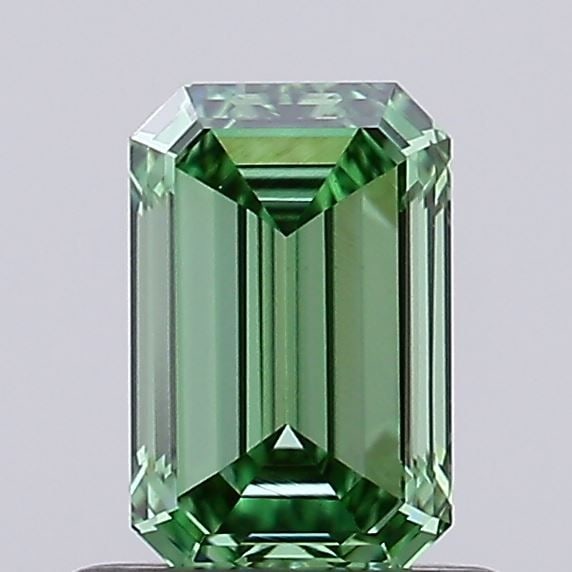 Loose Diamond - EMERALD 0.71ct Fancy Vivid Green VS1: Loose Diamond - EMERALD 0.71ct Fancy Vivid Green VS1 Source: This is a real non-mined Diamond that has been grown in a lab Shape: EMERALD Carats: 0.71 Color: Fancy Vivid Green Certification: IGI Video