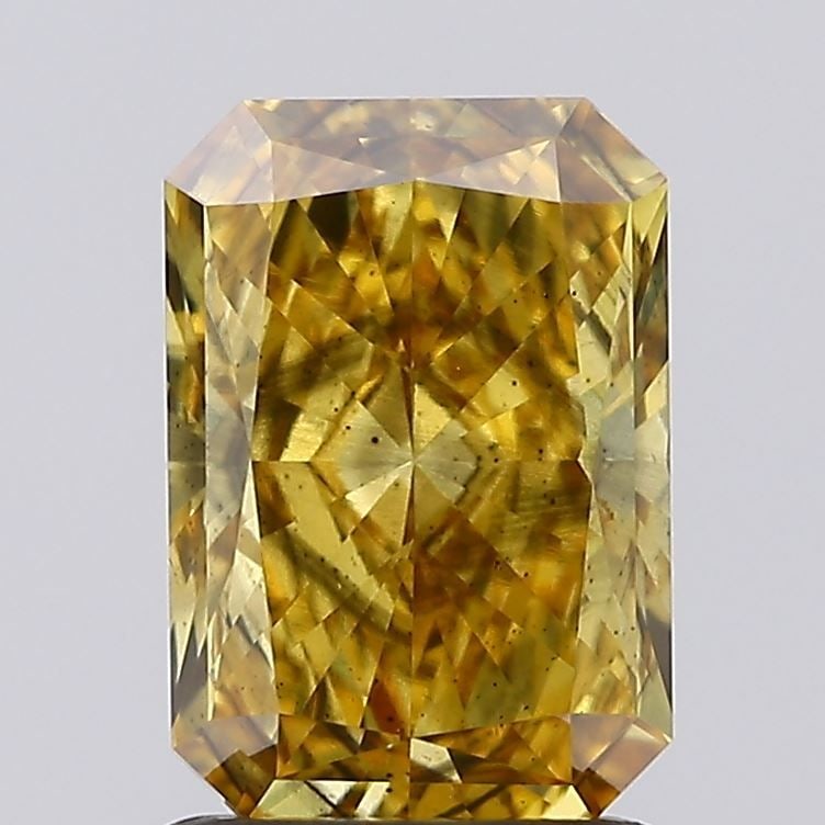 Loose Diamond - RADIANT 1.53ct Fancy Intense Brownish Yellow SI1: Loose Diamond - RADIANT 1.53ct Fancy Intense Brownish Yellow SI1 Source: This is a real non-mined Diamond that has been grown in a lab Shape: RADIANT Carats: 1.53 Color: Fancy Intense Brownish Yellow