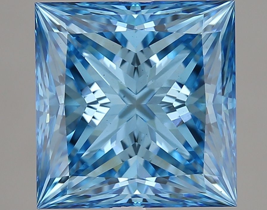 Loose Diamond - PRINCESS 3.32ct Fancy Vivid Blue VS2: Loose Diamond - PRINCESS 3.32ct Fancy Vivid Blue VS2 Source: This is a real non-mined Diamond that has been grown in a lab Shape: PRINCESS Carats: 3.32 Color: Fancy Vivid Blue Certification: IGI Video