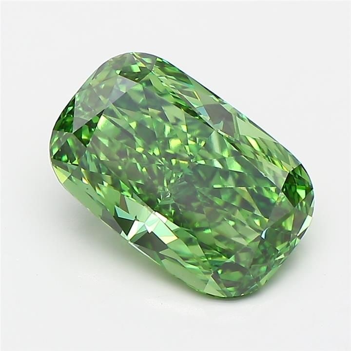 Loose Diamond - CUSHION MODIFIED 3.07ct Fancy Vivid Green VS1: Loose Diamond - CUSHION MODIFIED 3.07ct Fancy Vivid Green VS1 Source: This is a real non-mined Diamond that has been grown in a lab Shape: CUSHION MODIFIED Carats: 3.07 Color: Fancy Vivid Green Certif