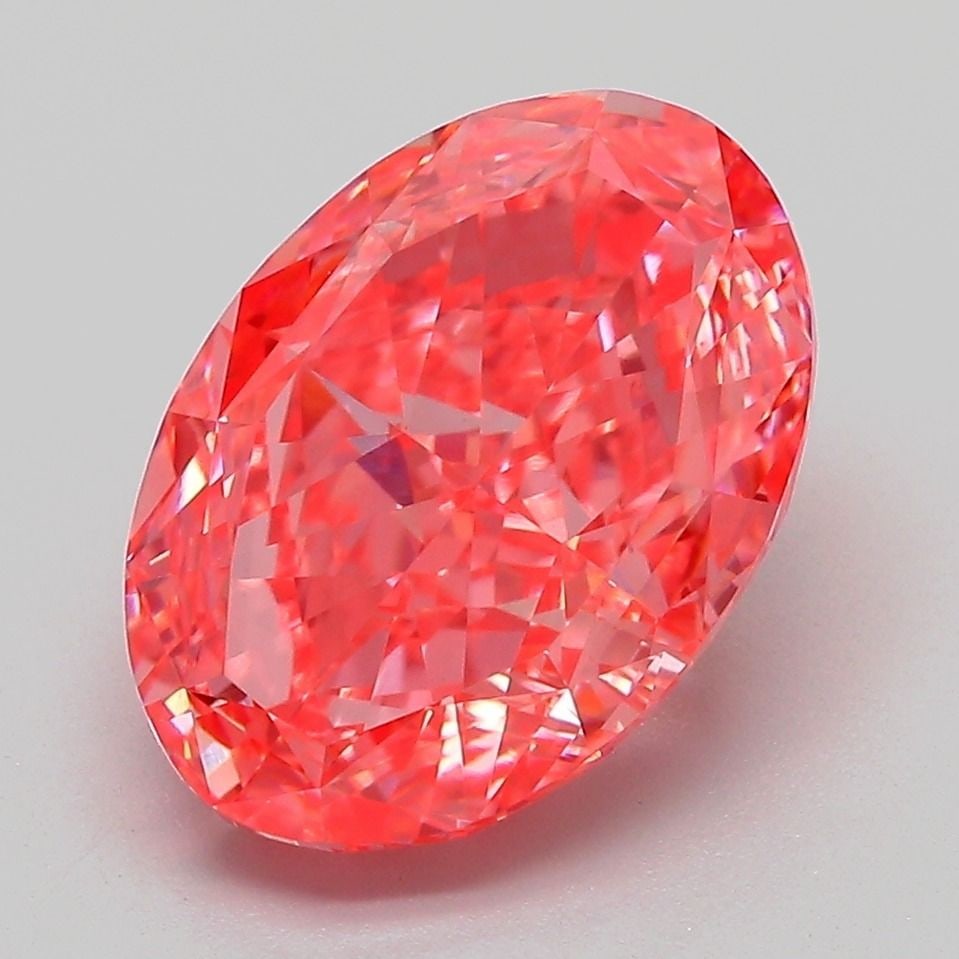 Loose Diamond - OVAL 4.36ct Fancy Vivid Pink VVS2: Loose Diamond - OVAL 4.36ct Fancy Vivid Pink VVS2 Source: This is a real non-mined Diamond that has been grown in a lab Shape: OVAL Carats: 4.36 Color: Fancy Vivid Pink Certification: IGI Video: