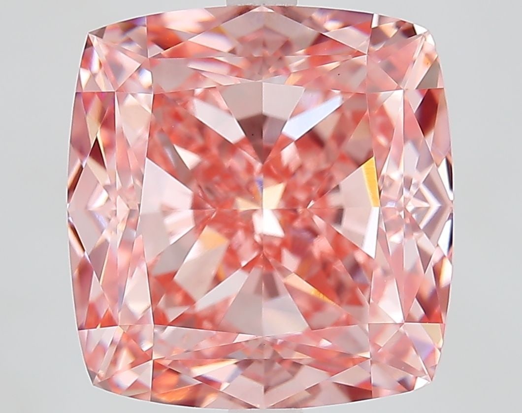Loose Diamond - CUSHION MODIFIED 10.53ct Fancy Vivid Pink VVS2: Loose Diamond - CUSHION MODIFIED 10.53ct Fancy Vivid Pink VVS2 Source: This is a real non-mined Diamond that has been grown in a lab Shape: CUSHION MODIFIED Carats: 10.53 Color: Fancy Vivid Pink Certi