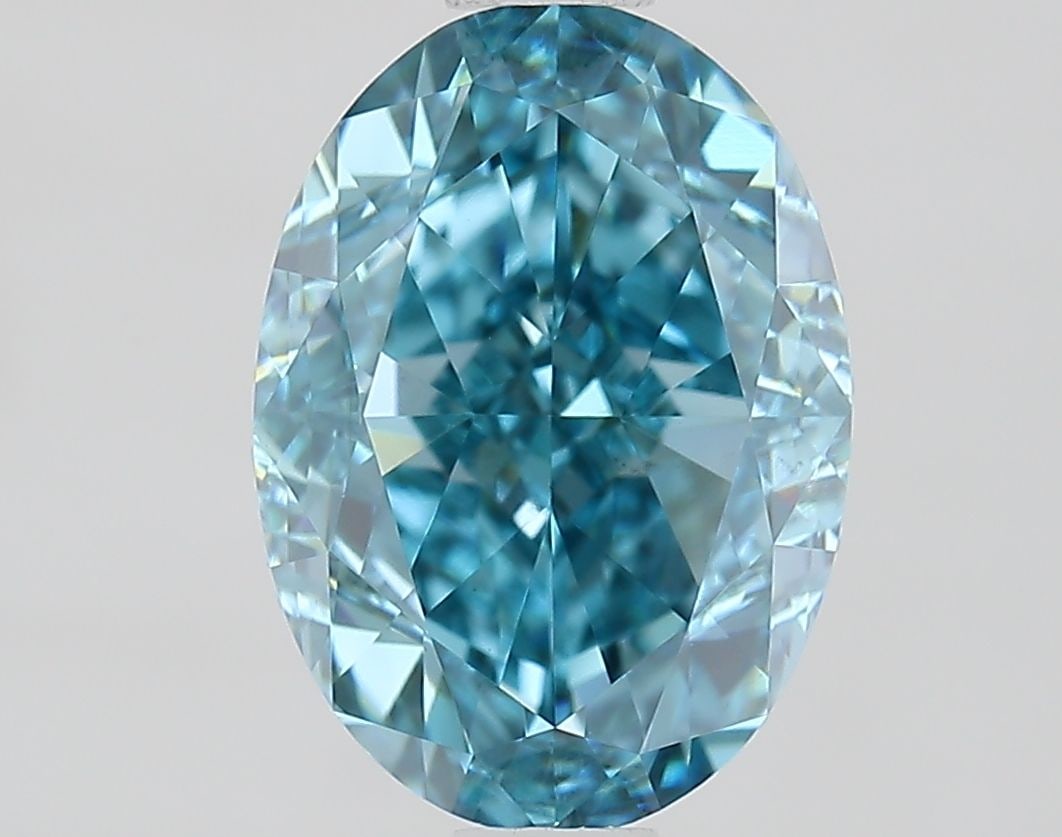 Loose Diamond - OVAL 1.86ct Fancy Vivid Greenish Blue VS1: Loose Diamond - OVAL 1.86ct Fancy Vivid Greenish Blue VS1 Source: This is a real non-mined Diamond that has been grown in a lab Shape: OVAL Carats: 1.86 Color: Fancy Vivid Greenish Blue