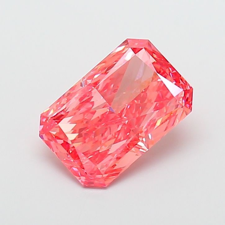 Loose Diamond - RADIANT 5.26ct Fancy Vivid Pink VS2: Loose Diamond - RADIANT 5.26ct Fancy Vivid Pink VS2 Source: This is a real non-mined Diamond that has been grown in a lab Shape: RADIANT Carats: 5.26 Color: Fancy Vivid Pink Certification: IGI Video: