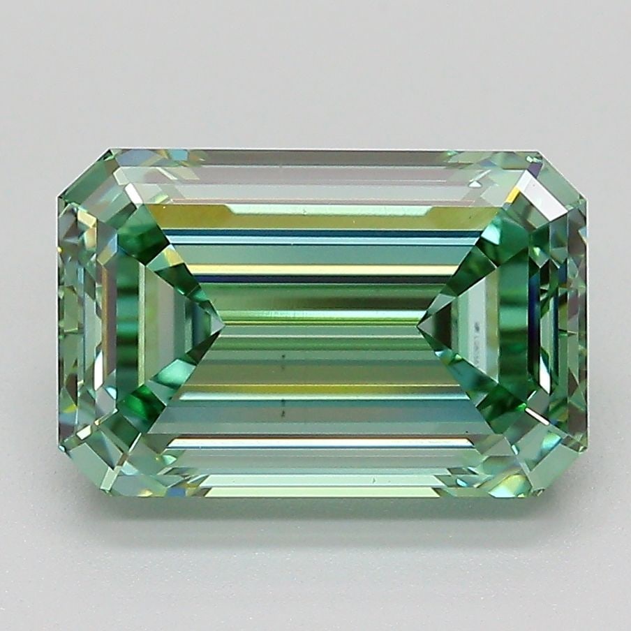 Loose Diamond - EMERALD 3.51ct Fancy Vivid Green VS1: Loose Diamond - EMERALD 3.51ct Fancy Vivid Green VS1 Source: This is a real non-mined Diamond that has been grown in a lab Shape: EMERALD Carats: 3.51 Color: Fancy Vivid Green Certification: IGI Video
