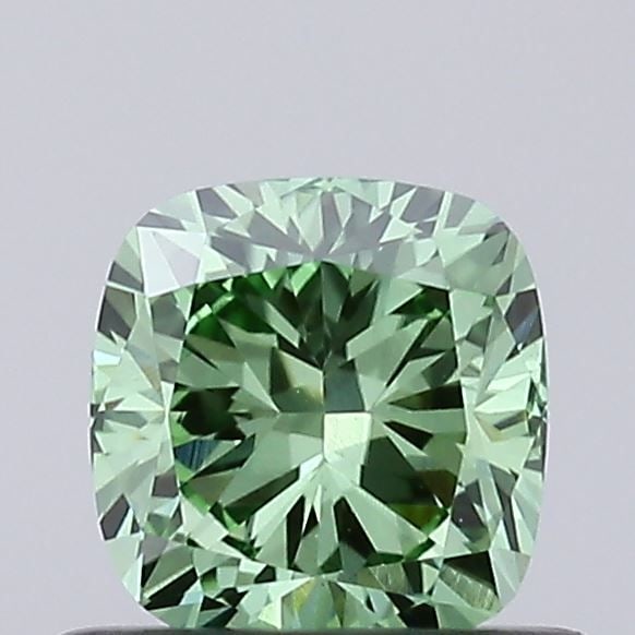 Loose Diamond - CUSHION MODIFIED 0.54ct Fancy Vivid Green VS1: Loose Diamond - CUSHION MODIFIED 0.54ct Fancy Vivid Green VS1 Source: This is a real non-mined Diamond that has been grown in a lab Shape: CUSHION MODIFIED Carats: 0.54 Color: Fancy Vivid Green Certif